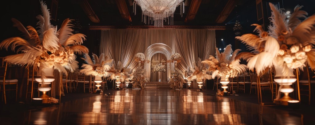 Glamorous Great Gatsby-inspired wedding with art deco decor, capturing elegance and luxury – The Private Yacht Club Events.